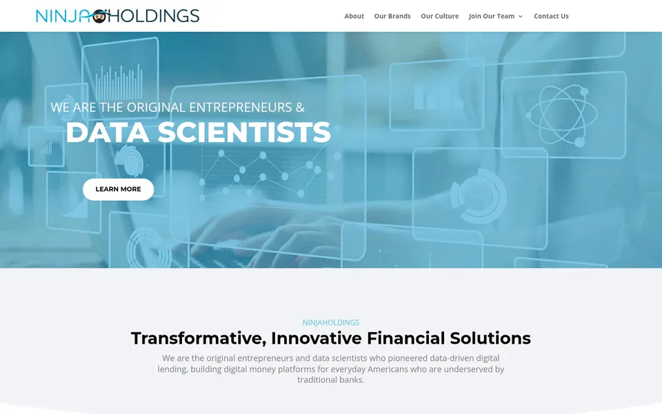 Portada de la web de Ninja Holdings