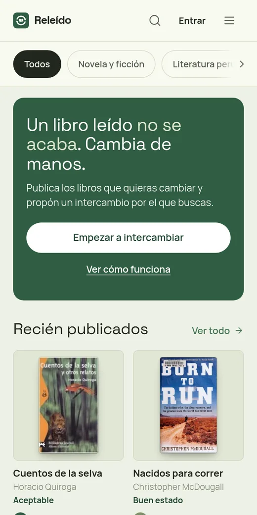 Portada de releido.com en un celular